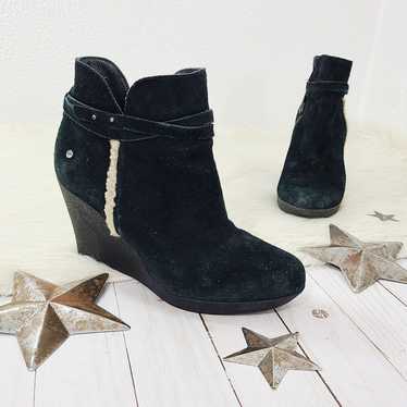 Ugg Alexandra wedge ankle boots black suede sherp… - image 1