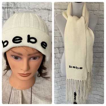 Bebe Bebe women OS Winter beanie and scarf white w