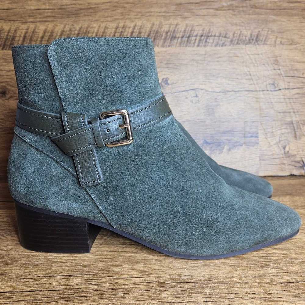 Talbots Suede Leather Green buckle detail ankle b… - image 1