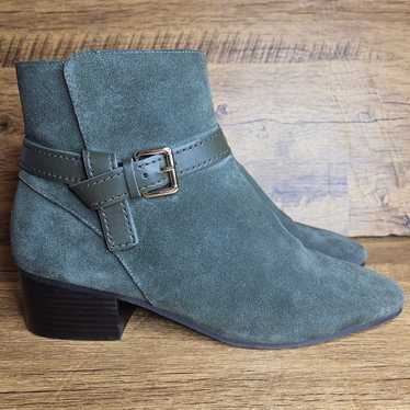 Talbots Suede Leather Green buckle detail ankle b… - image 1