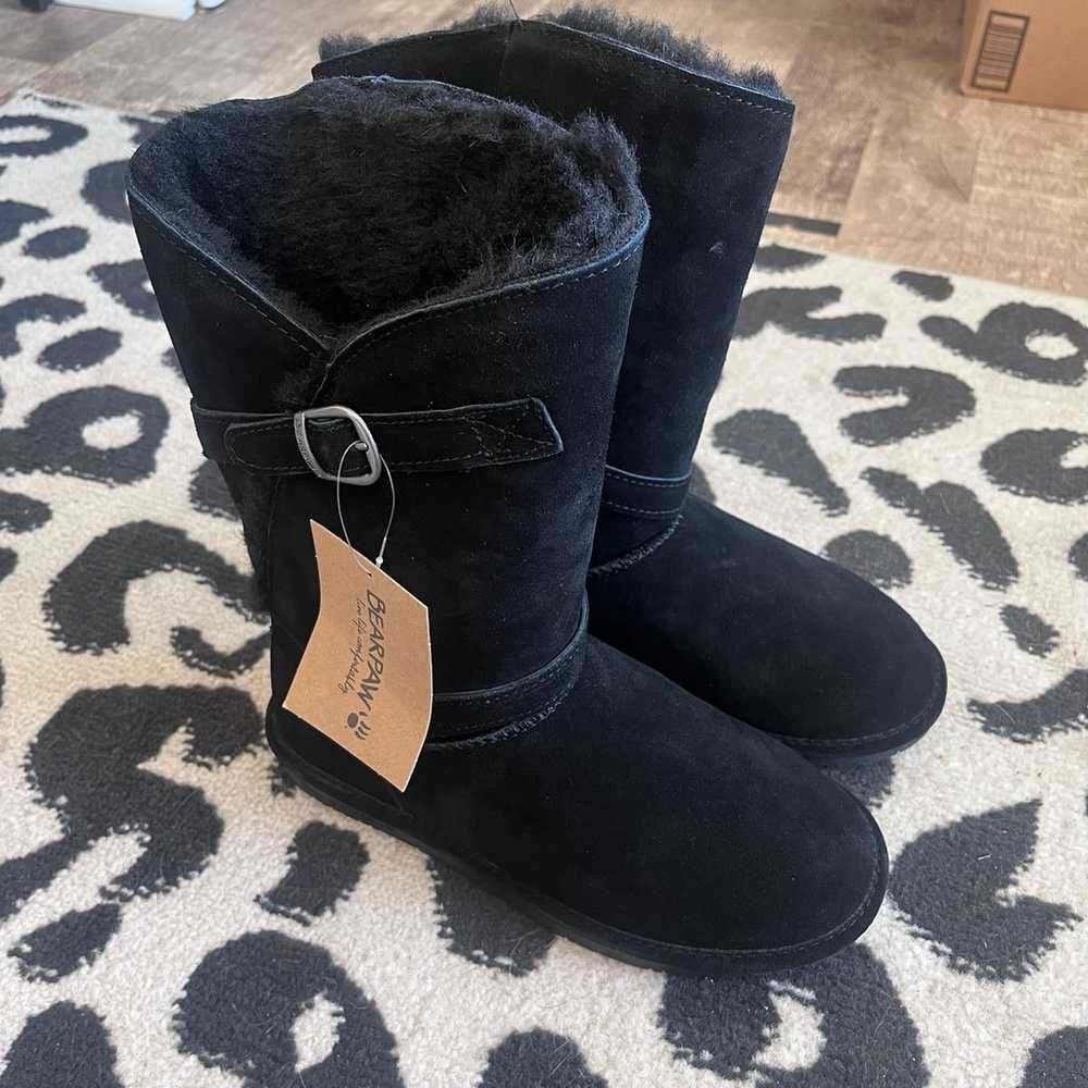 Women's BEARPAW Black Suede Tatum Winter Boots sz… - image 1