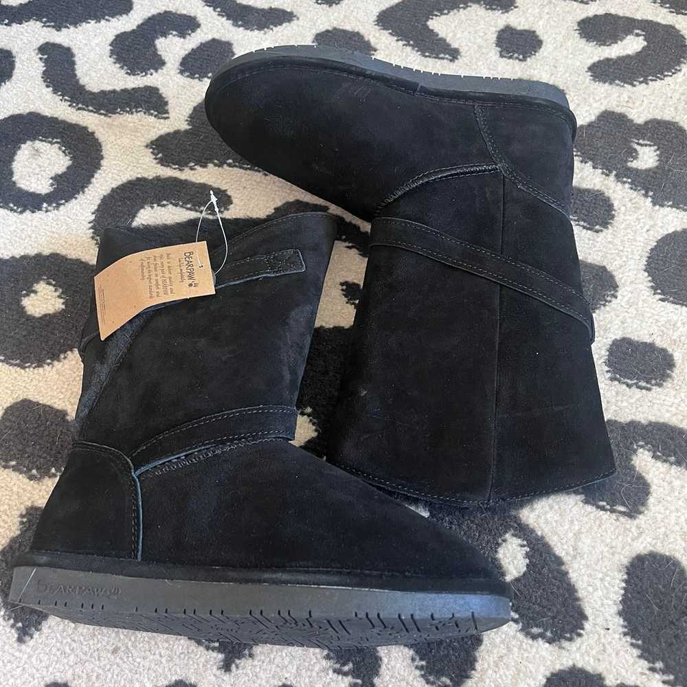 Women's BEARPAW Black Suede Tatum Winter Boots sz… - image 4