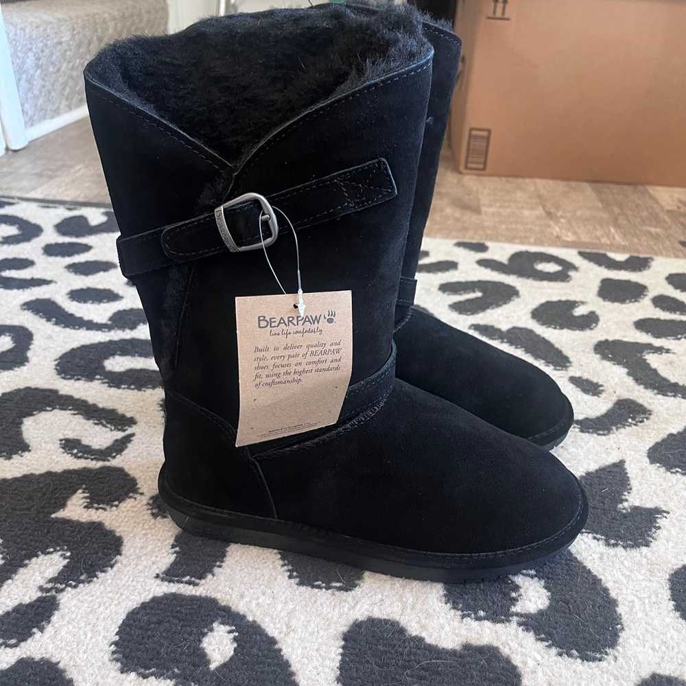 Women's BEARPAW Black Suede Tatum Winter Boots sz… - image 5