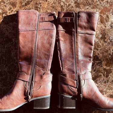 Unisa Brown leather knee-high boots with buckles … - image 1