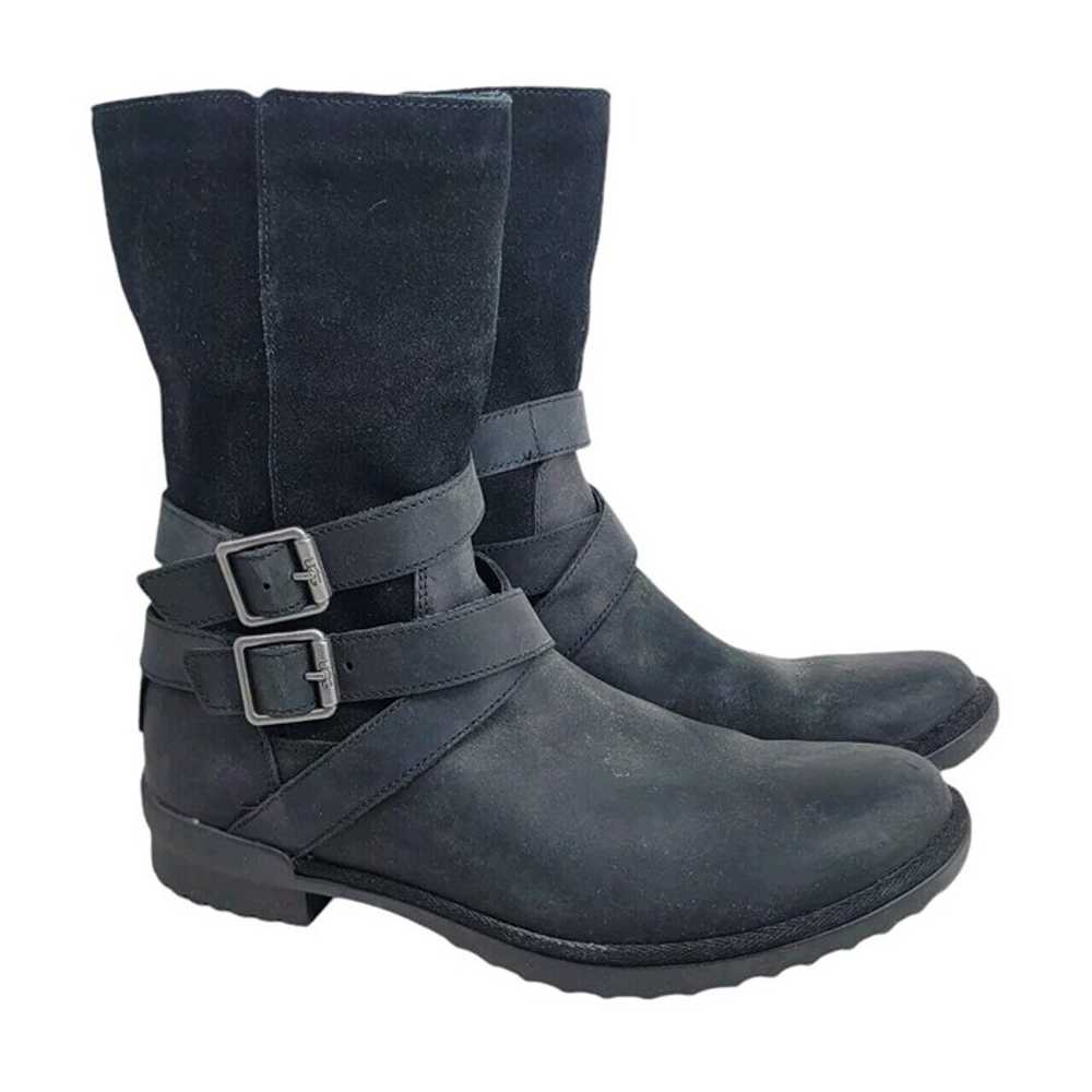 Ugg Boots Womens 8.5 Lorna Biker Mid Calf Black L… - image 1