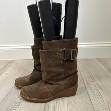 SOREL Toronto Brown Suede Mid Calf Wedge Boots Wa… - image 1