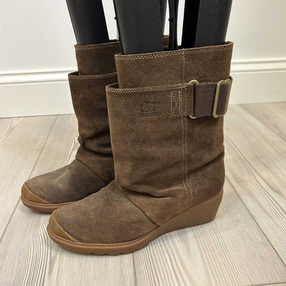 SOREL Toronto Brown Suede Mid Calf Wedge Boots Wa… - image 2