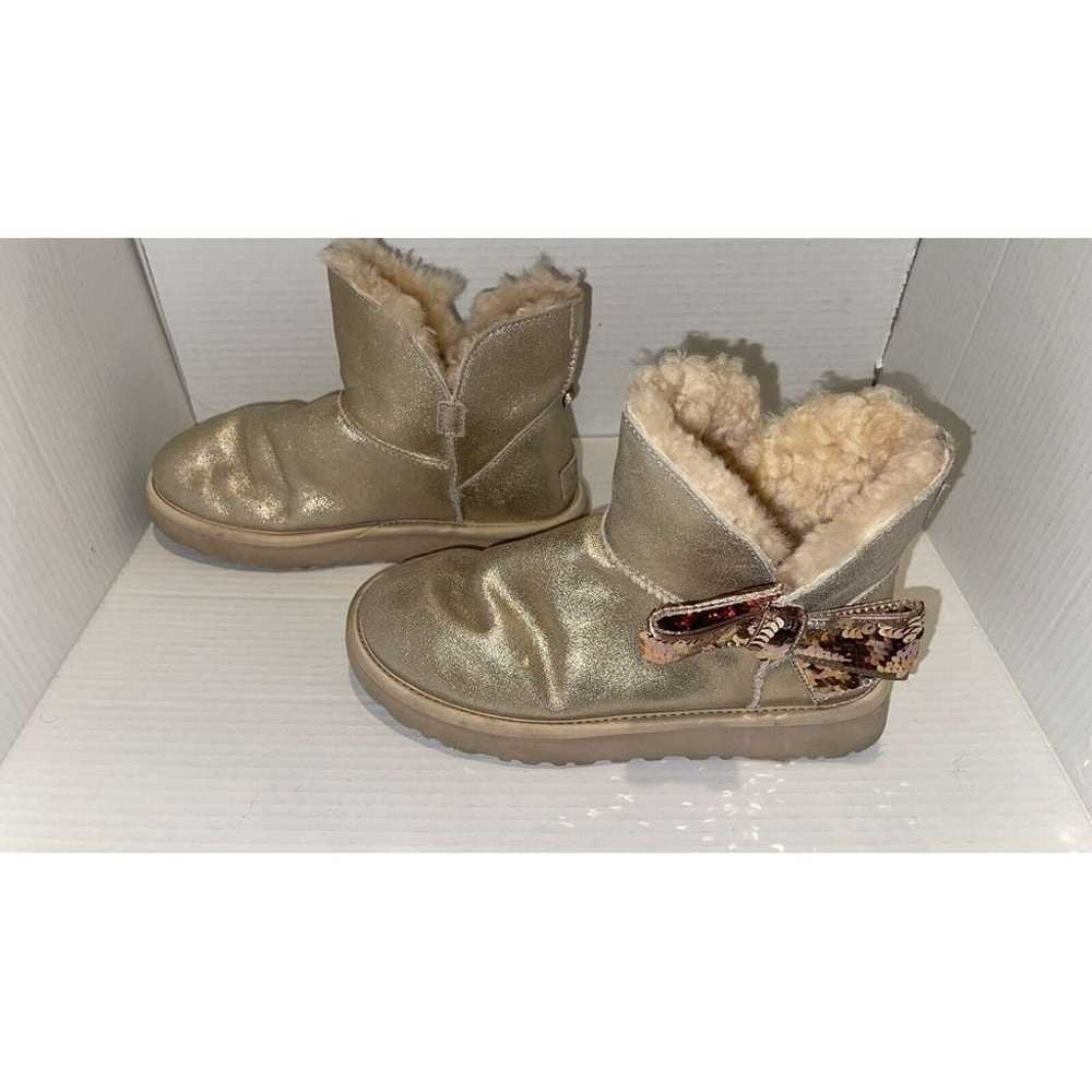 Ugg Gold Mini Sequin Bow boots size 7 women - image 3