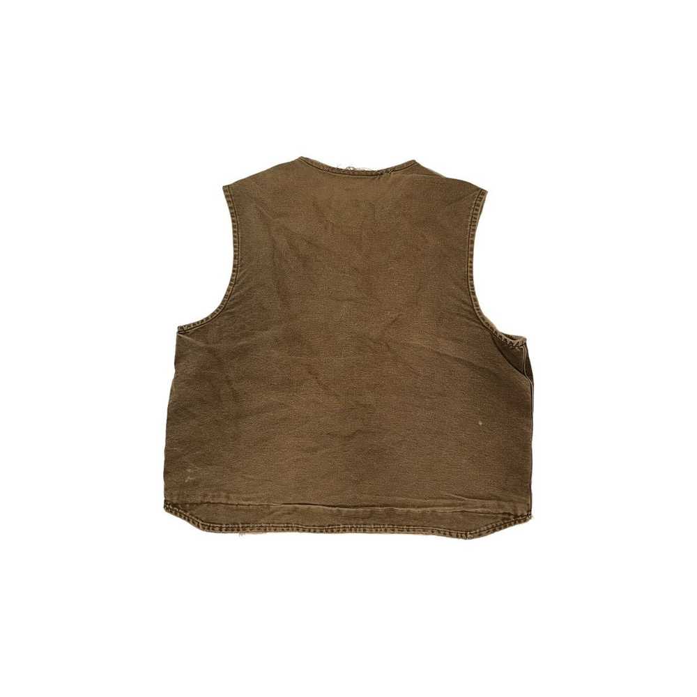 Distressed Carhartt Fleece Lined Vest Brown - image 4