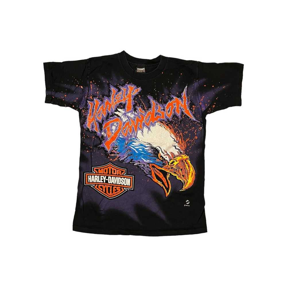 1995 Harley Davidson Eagle Etching AOP Tee - image 1