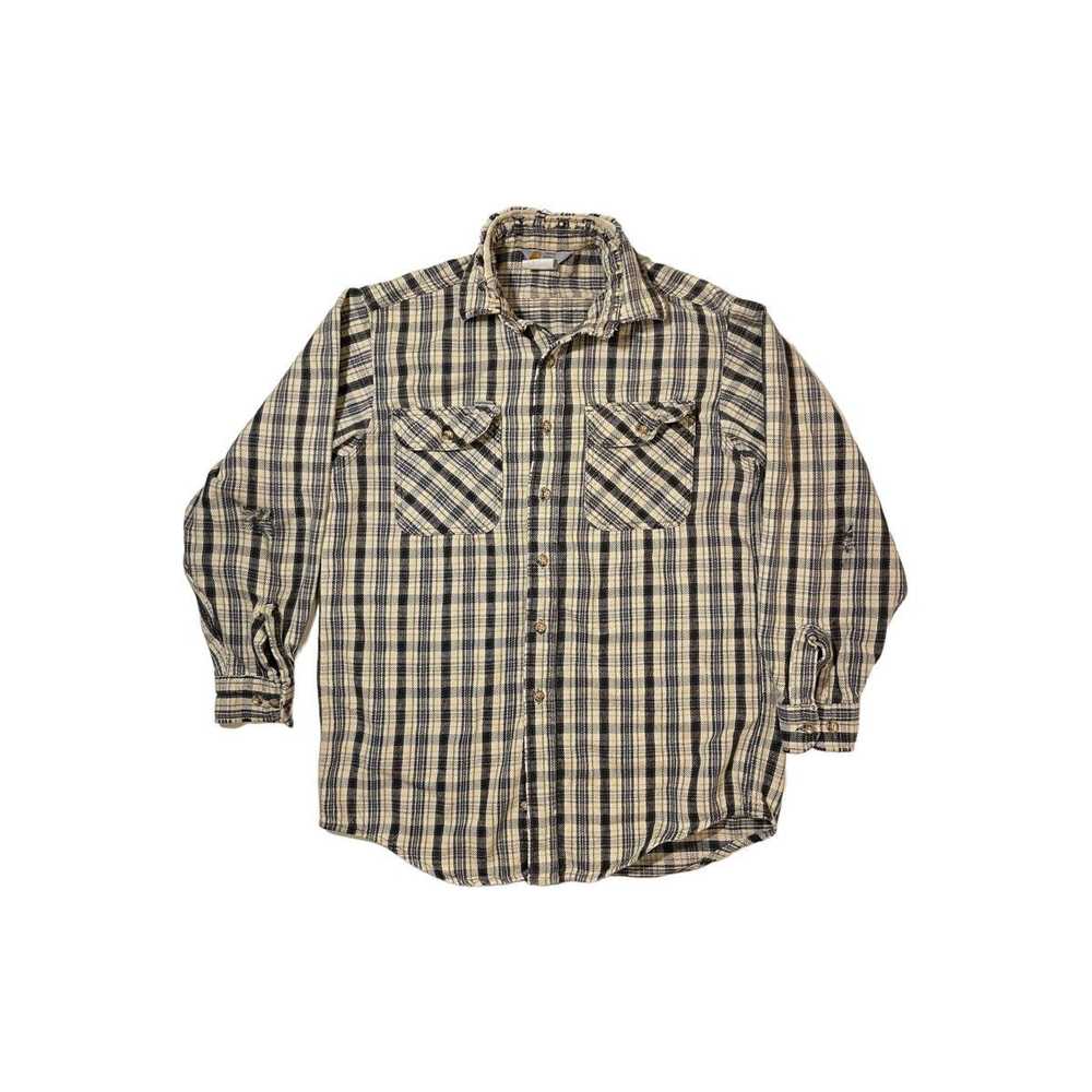 Vintage Carhartt Light Plaid Flannel Distressed - image 1