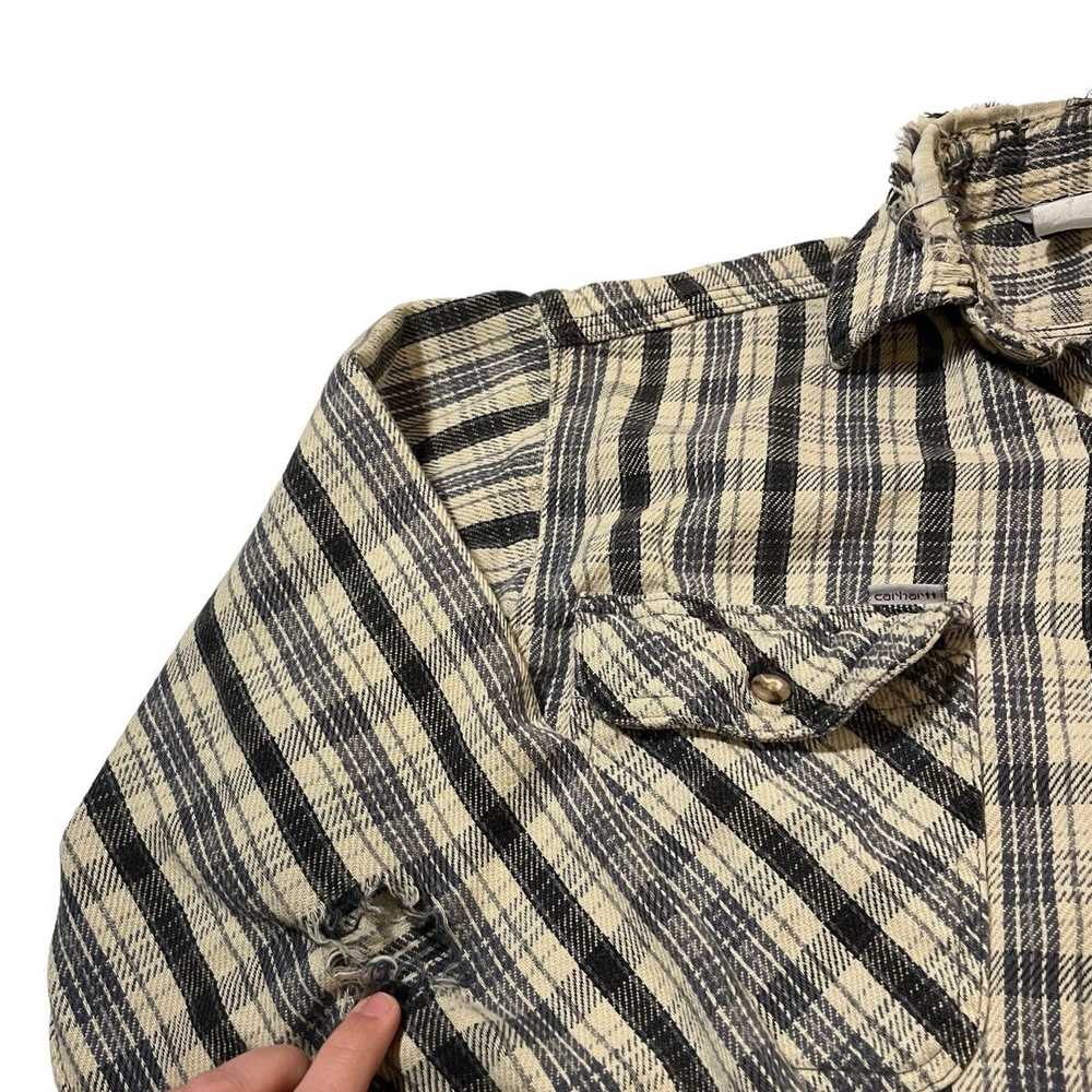 Vintage Carhartt Light Plaid Flannel Distressed - image 2