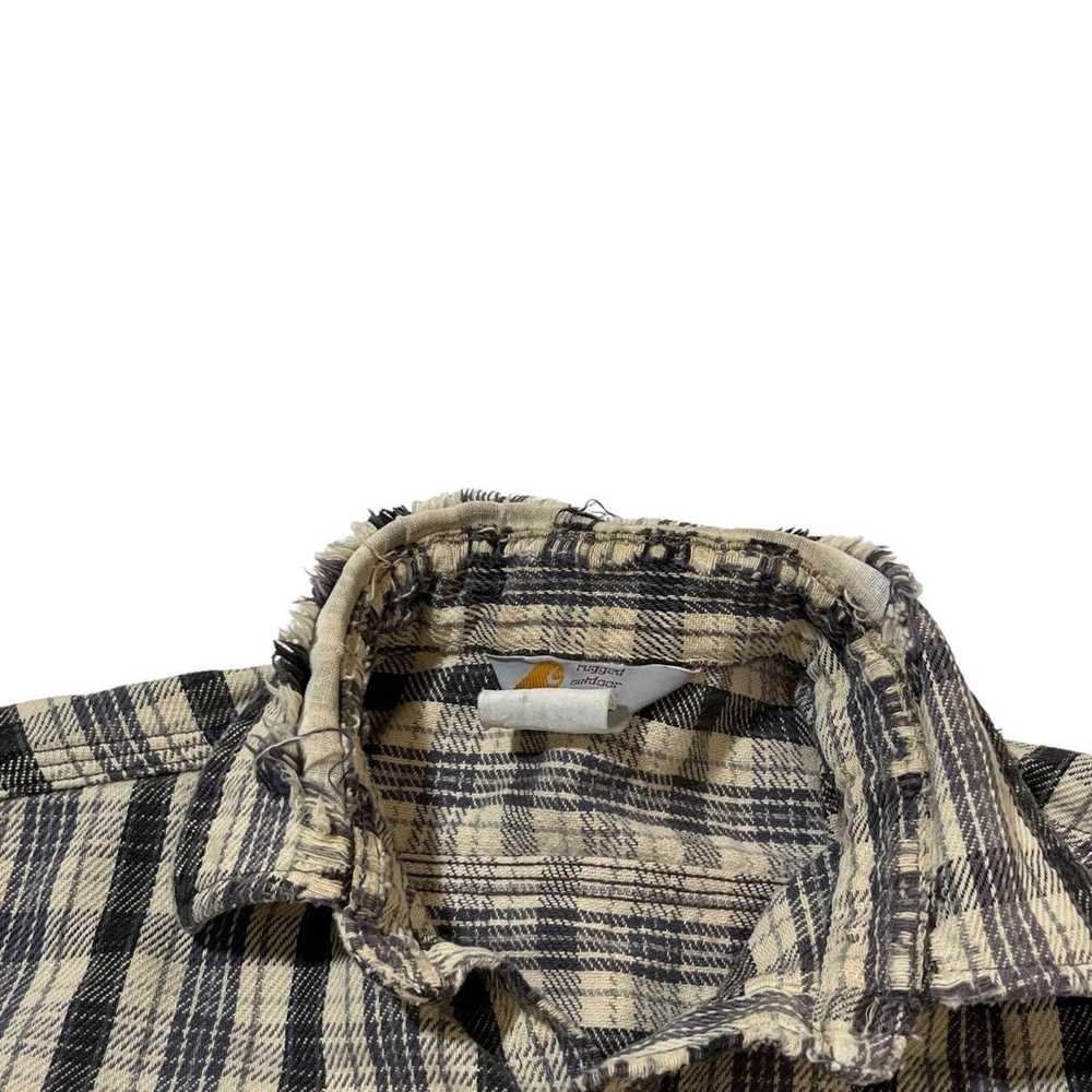 Vintage Carhartt Light Plaid Flannel Distressed - image 4