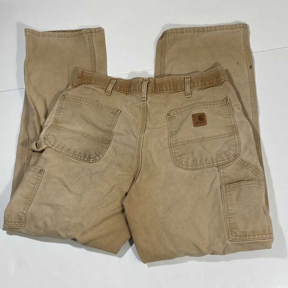 Vintage Distressed Carhartt Carpenter Pants Tan - image 1