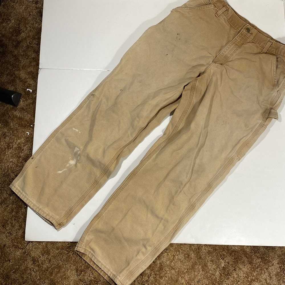 Vintage Distressed Carhartt Carpenter Pants Tan - image 3