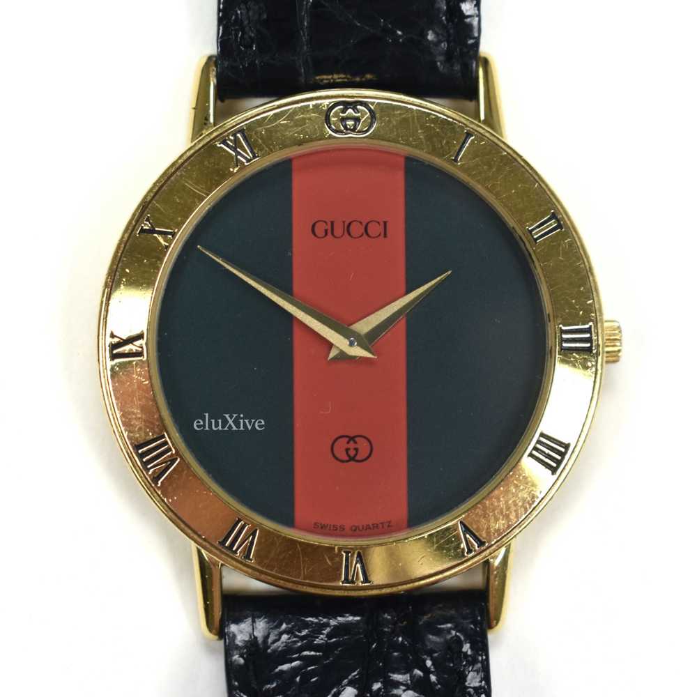 Gucci 3000M Gold Web Dial Watch - image 8