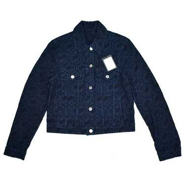 MCM Navy Monogram Logo Denim Trucker Jacket - image 1