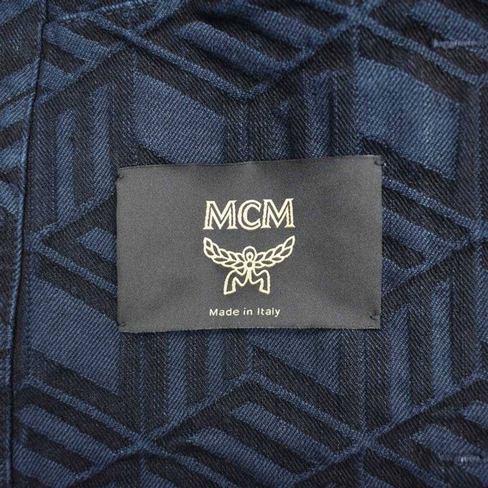 MCM Navy Monogram Logo Denim Trucker Jacket - image 3