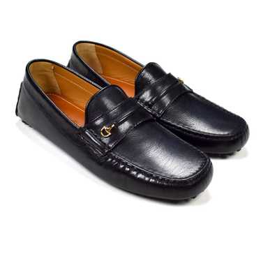 Gucci Black Leather Horsebit Driving Loafers - image 1