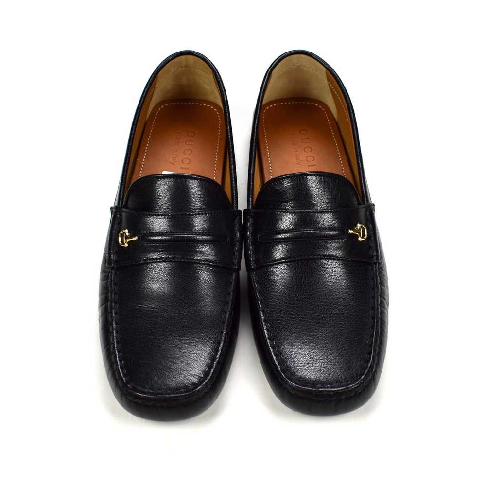 Gucci Black Leather Horsebit Driving Loafers - image 5