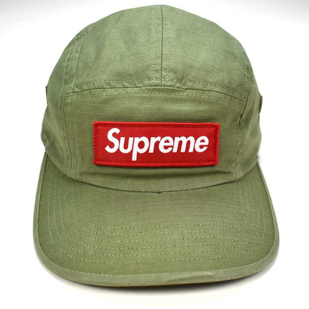 Supreme Olive Military Box Logo Camp Cap Hat w/ P… - image 2