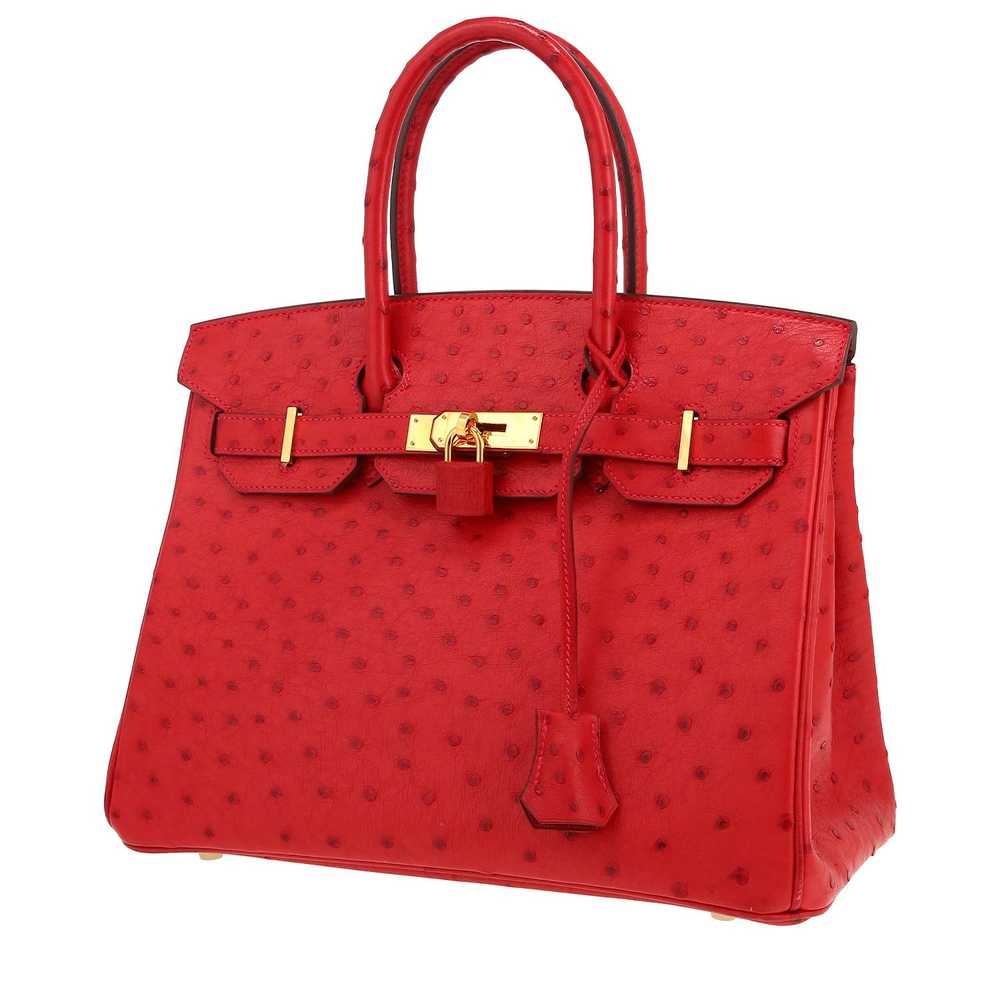 Hermès Birkin 30 cm handbag in red ostrich leathe… - image 1