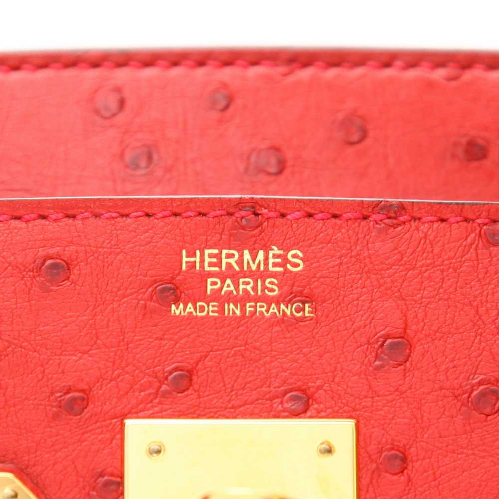 Hermès Birkin 30 cm handbag in red ostrich leathe… - image 3