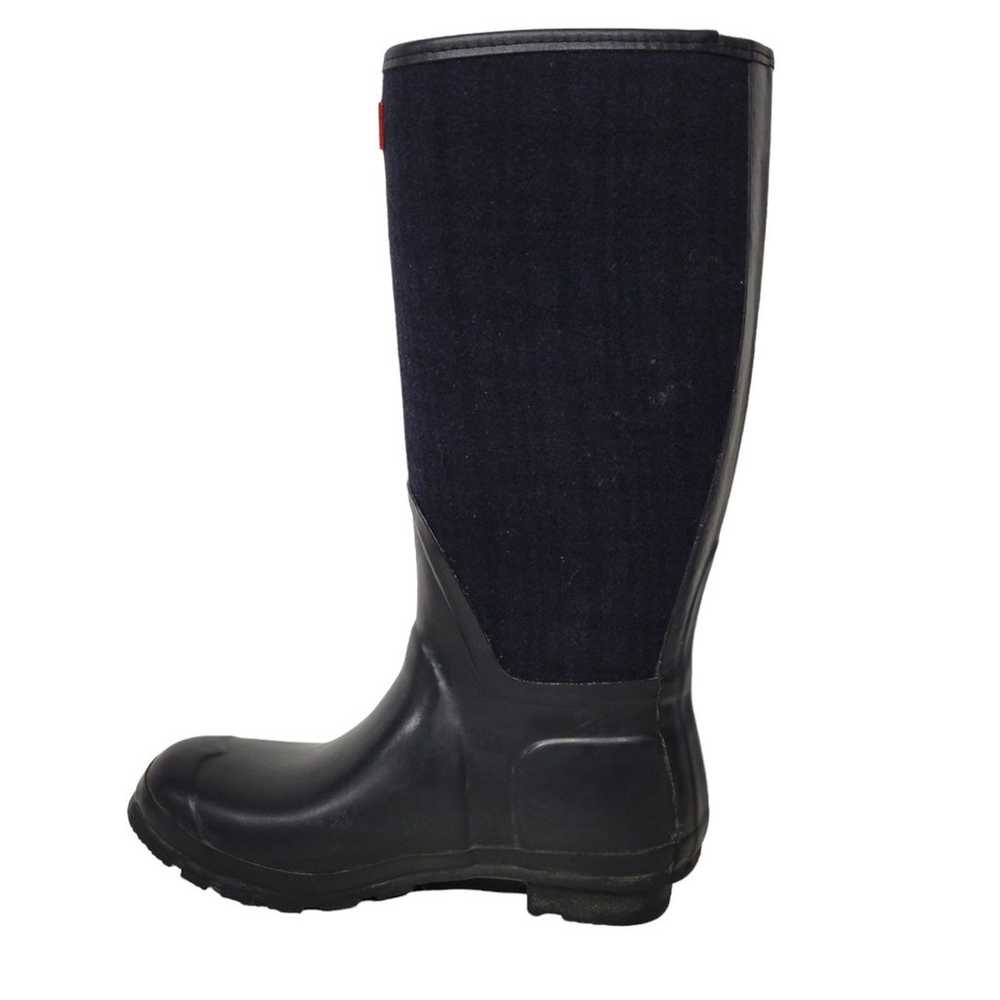 Hunter Blue Black Plaid Tall Rain Snow Boots 7 - image 3