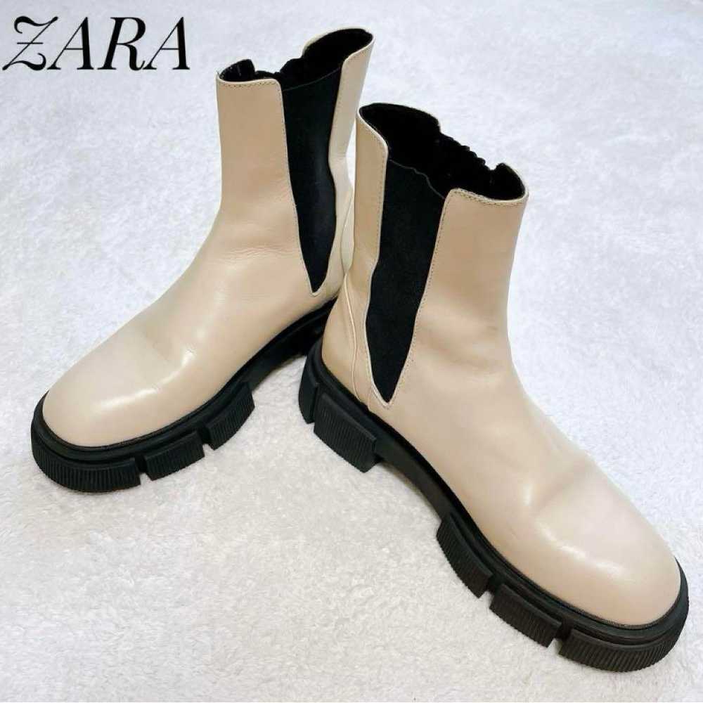 Rare ZARA Track Sole Real Leather Side Gore Boots… - image 1