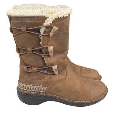 UGG Women’s Kona Brown Leather Sheepskin Mid Calf… - image 1