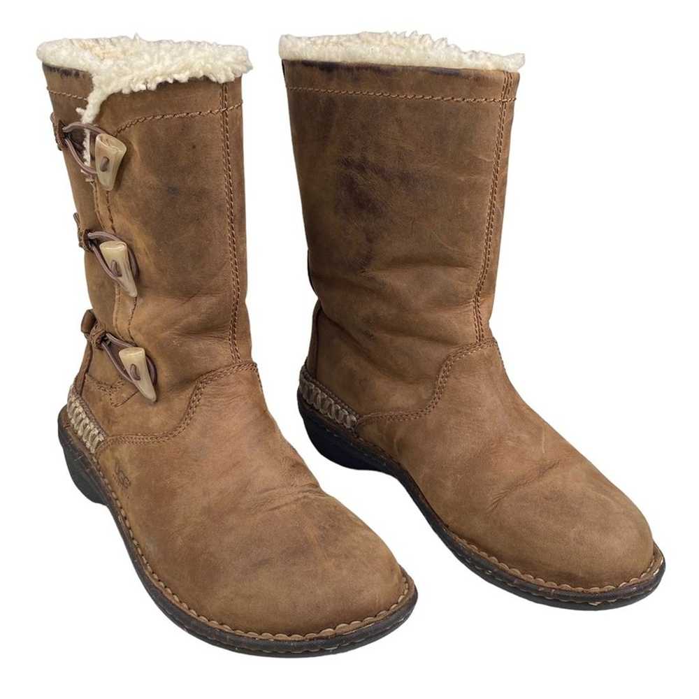 UGG Women’s Kona Brown Leather Sheepskin Mid Calf… - image 2