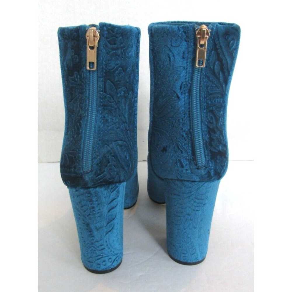 Shoe Dazzle Gigi Blue Velvet Paisley Ankle Boots … - image 4