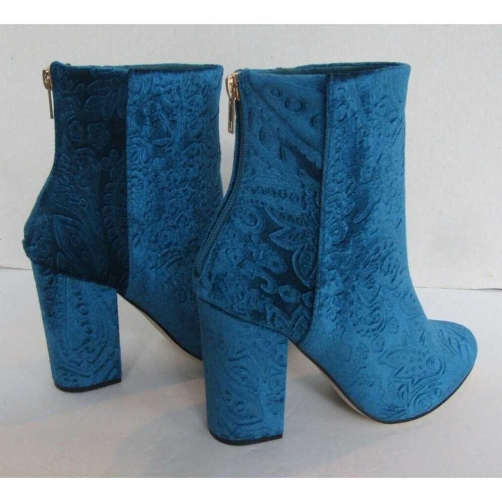 Shoe Dazzle Gigi Blue Velvet Paisley Ankle Boots … - image 5