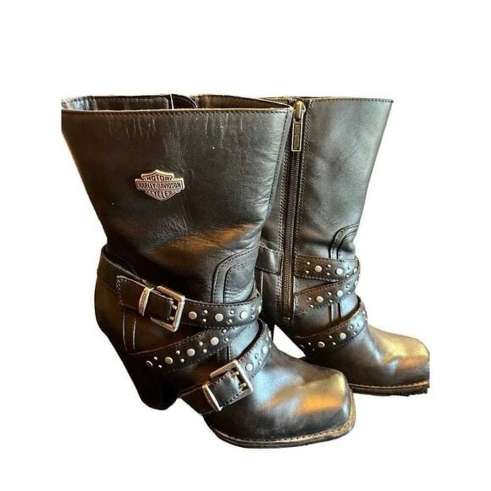 Harley Davidson Black Biker Boots Women's Size 7 - image 2