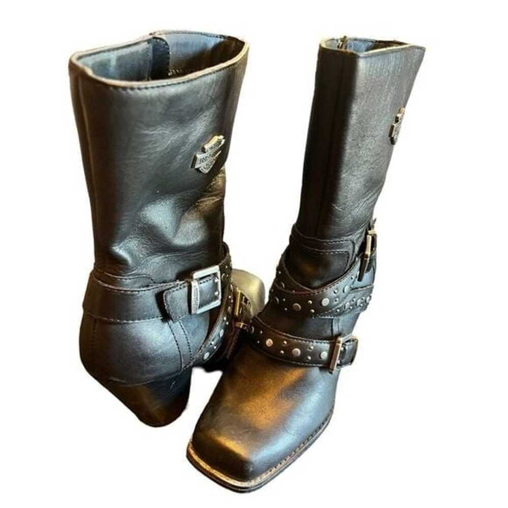 Harley Davidson Black Biker Boots Women's Size 7 - image 3