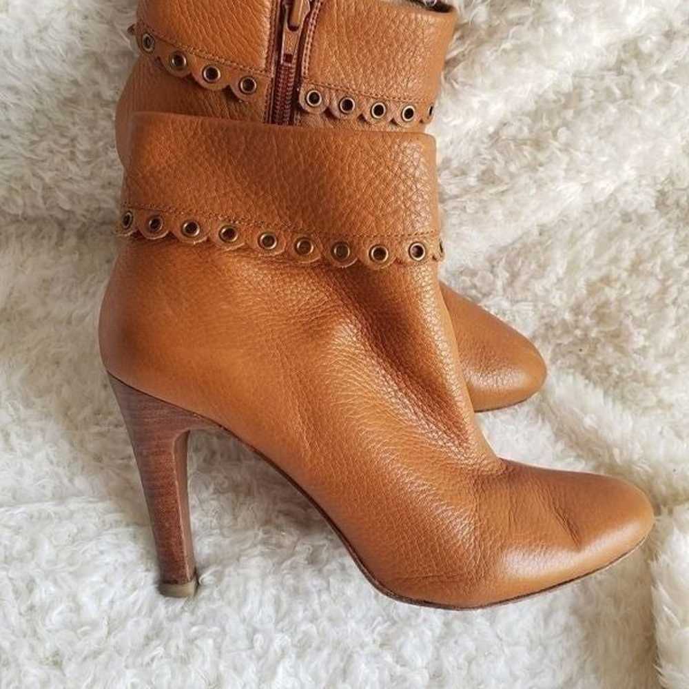 Michael Kors tan scalloped leather ankle boots sz… - image 2