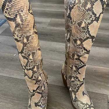 Vince Camuto Gravana Snakeskin Leather Knee High … - image 1