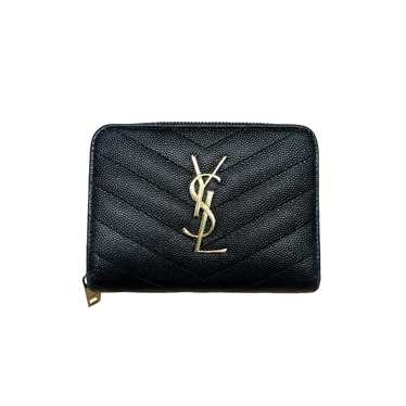 SAINT LAURENT/Trifold Wallet/Leather/BLK/Cassandre