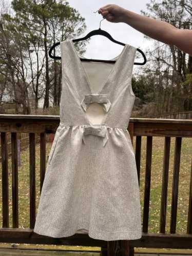 Erin Fetherston Silver A-Line Bow Cut Out Back Dre