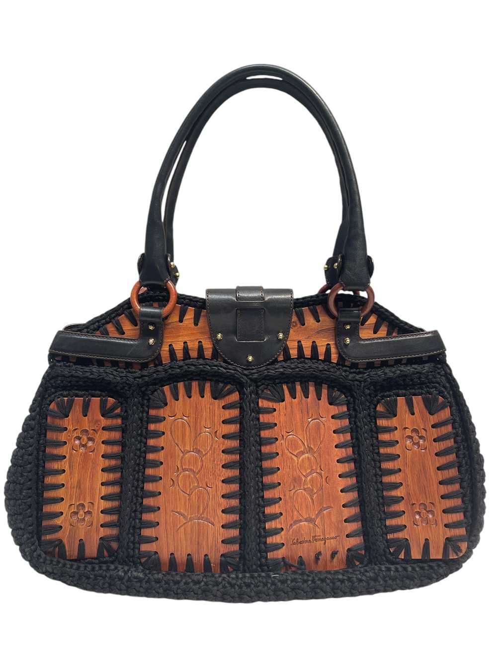 Salvatore Ferragamo/Hand Bag/OS/BLK/Wooden Croche… - image 2