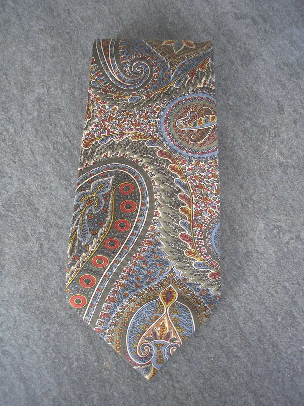 Vintage MARKS & SPENCER Olive Green Paisley Silk … - image 1