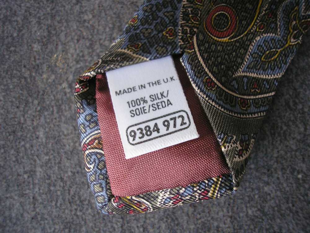 Vintage MARKS & SPENCER Olive Green Paisley Silk … - image 5