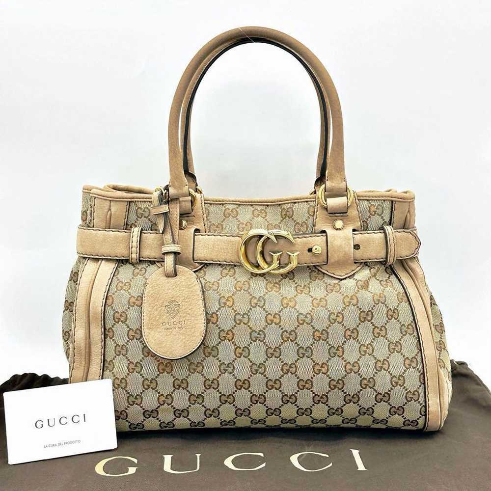 Brand new GUCCI handbag in GG canvas beige with g… - image 1