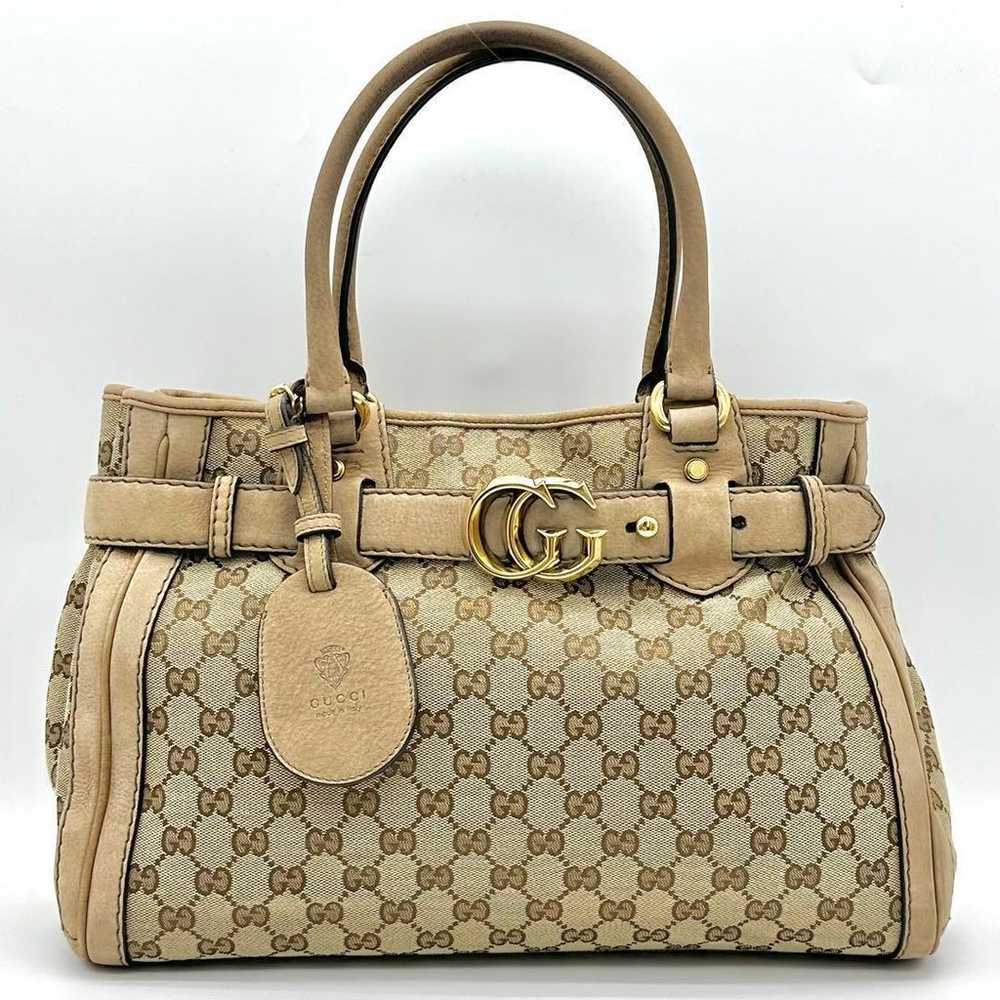 Brand new GUCCI handbag in GG canvas beige with g… - image 3