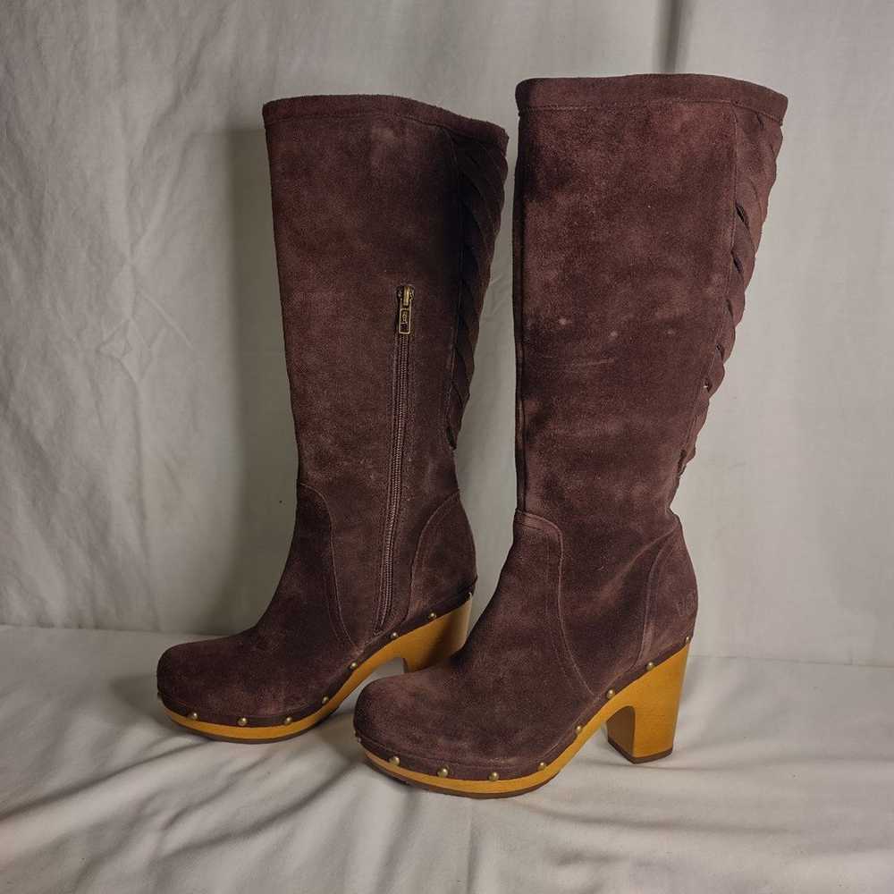 Ugg Rumer chocolate suede lattice weave tall boot… - image 2