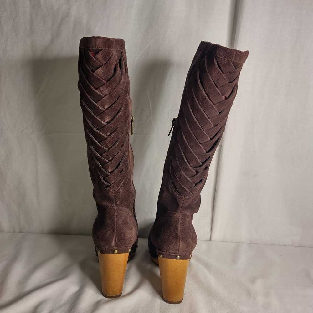 Ugg Rumer chocolate suede lattice weave tall boot… - image 3