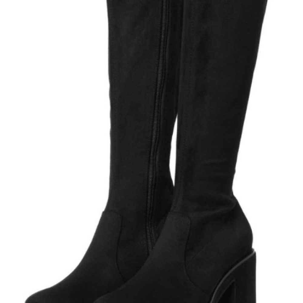 R&E REZOY Long Boots Heel Thick Sole Black Suede - image 2