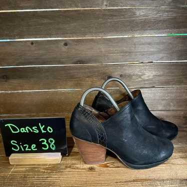 Womens Dansko Marcia Black Burnished Leather Heel… - image 1