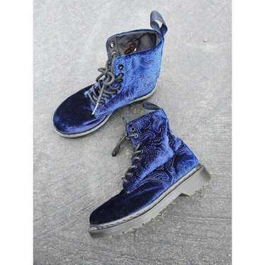 Dr Martens 1460 Brocade Lace Up Velvet Royal Blue… - image 1