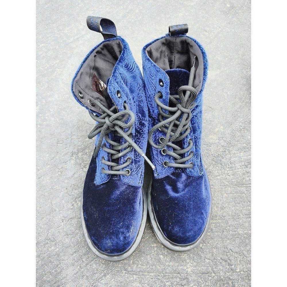 Dr Martens 1460 Brocade Lace Up Velvet Royal Blue… - image 2